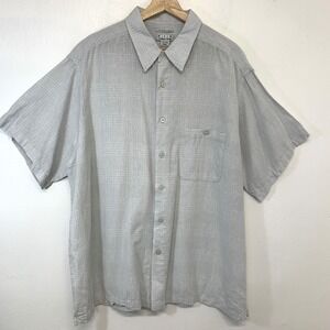 Ron Chereskin Linen Rayon Washable Short Sleeve Button Up Shirt Mens XXL Gray